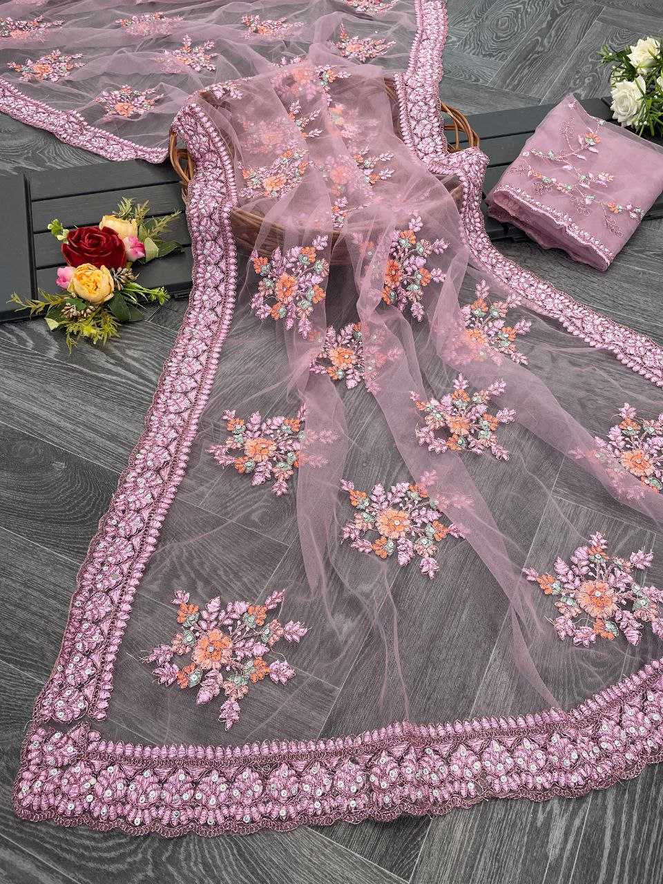 YNF PREMIUM NET ACS 935 SAREES WHOLESALE FANCY NET SEQUIN SAREES MANUFACTURER           